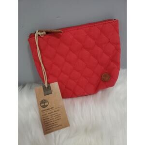 NEW‎ Timberland Quilted Zipper Cosmetic Bag Red Gift Vanity Travel